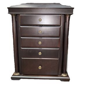 Bombay Company Jewelry Box Chest Organizer Case Jewelry Mirror Wood Retro